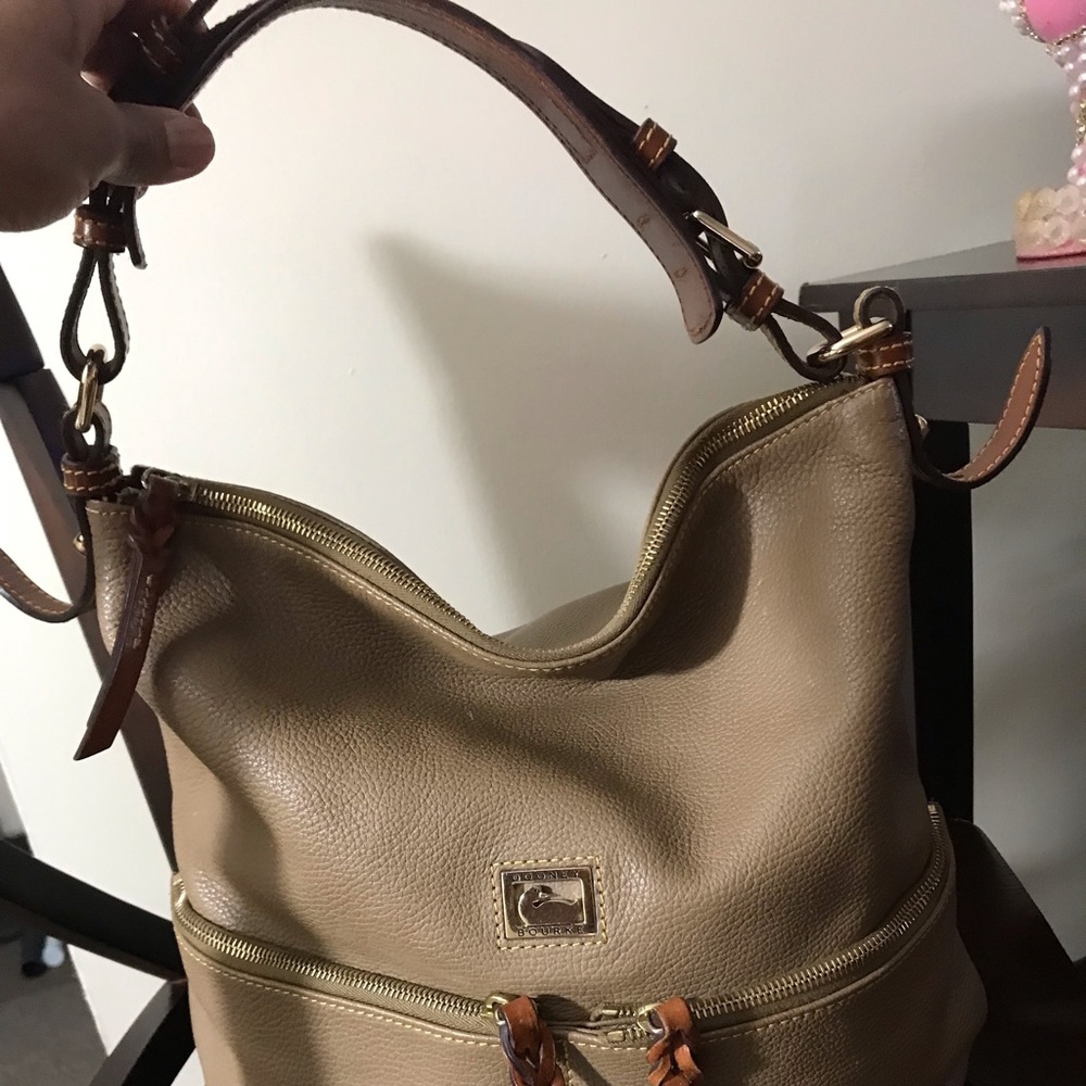 Dooney & Bourke Tan pebble grain leather medium satchel